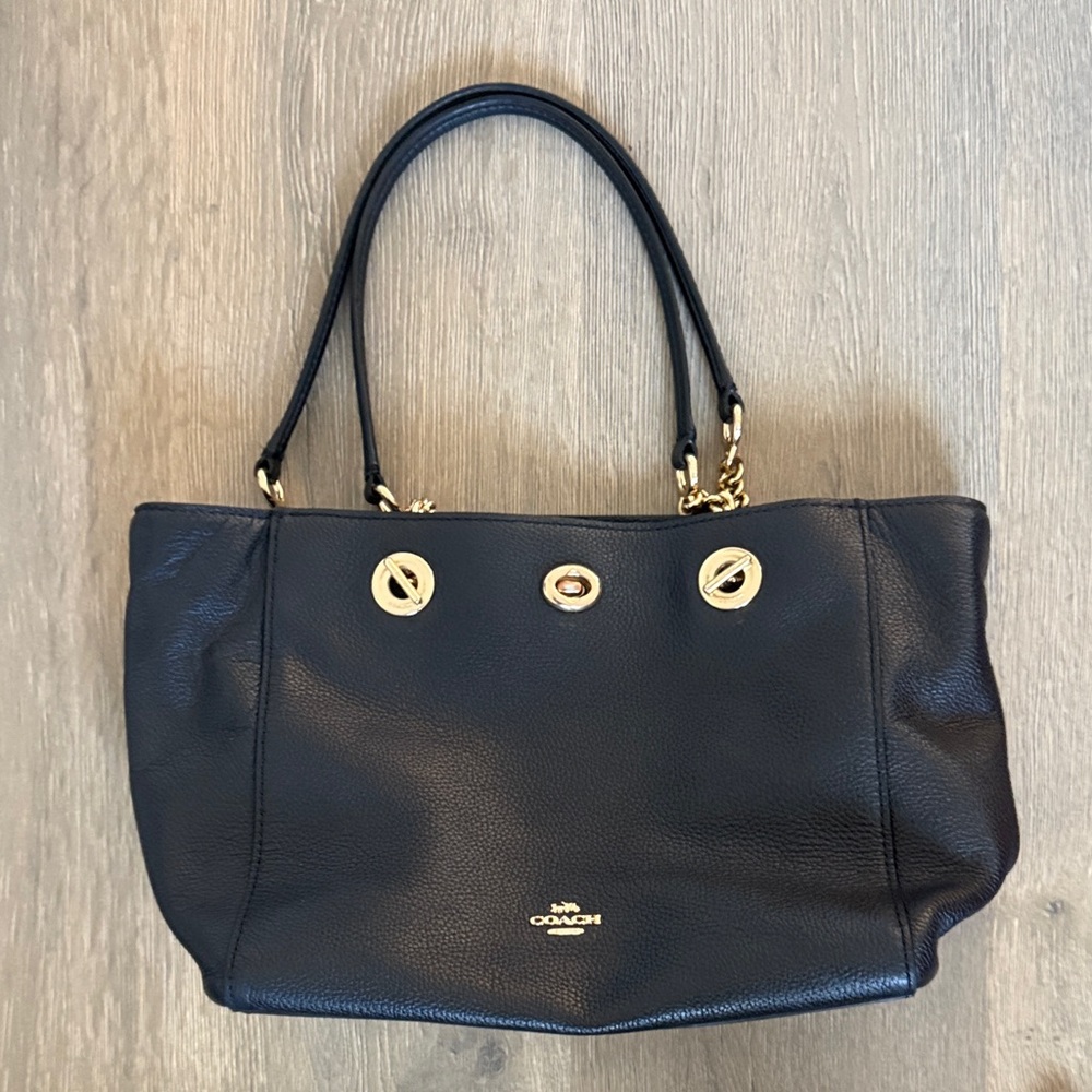 Coach Black Tote with Gold Accents